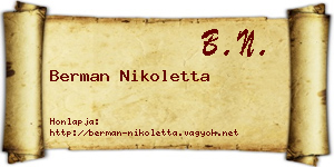 Berman Nikoletta névjegykártya